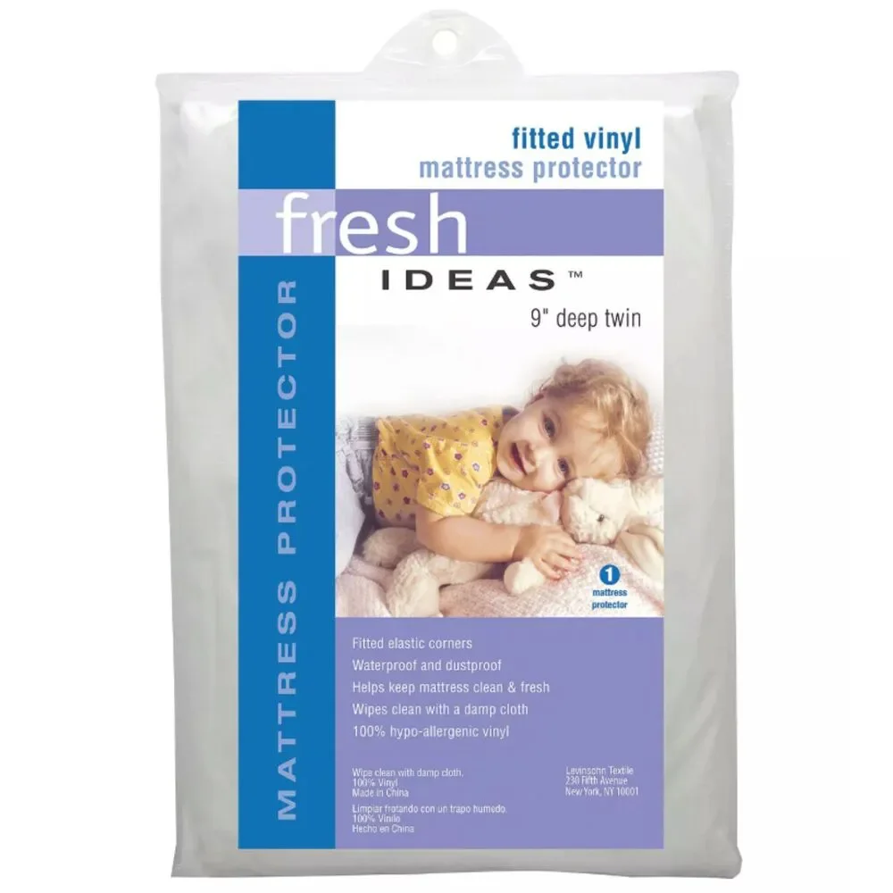 NEW - Fresh Ideas Full Fitted Vinyl Mattress Protector Waterproof 54x75 9